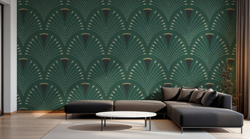Design D0605 — Papier peint Art Déco Éventails et Or - Collection 2 — Novomur