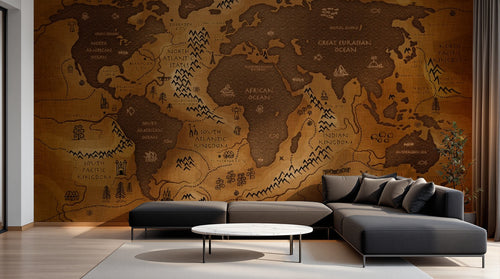 Design E0133 — Papier peint Carte du Monde — Novomur