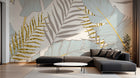 Design E0601 — Papier peint Palmier Tropical Doré Luxe - Collection 1 — Novomur