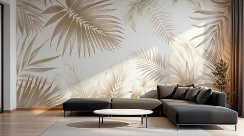 Design F0167 — Papier peint Palmier Tropical Doré Luxe - Collection 1 — Novomur