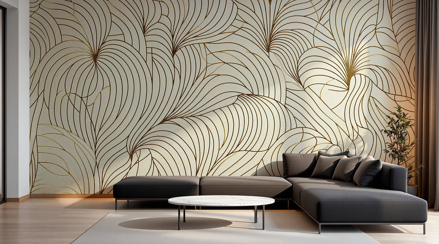 Design F0496 — Papier peint Art Abstrait Vagues et Lignes — Novomur