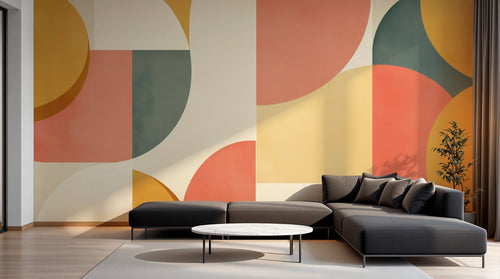 Design F0841 — Papier peint Art Abstrait Bauhaus Coloré - Collection 1 — Novomur