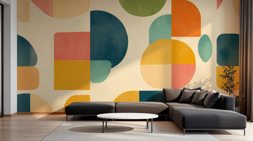 Design F0843 — Papier peint Art Abstrait Bauhaus Coloré - Collection 1 — Novomur