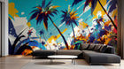 Design F0936 — Papier peint Palmier Tropical Pop Art Vif — Novomur