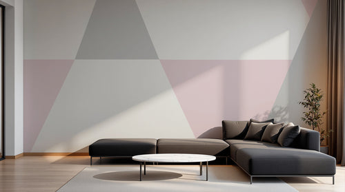 Design L0327 — Papier peint Triangles roses gris pastel scandinave — Novomur