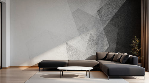 Design L0378 — Papier peint Triangles abstraits gris noir grunge — Novomur