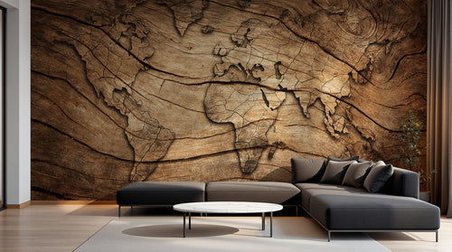 Design SD0142 — Papier peint Carte du Monde — Novomur