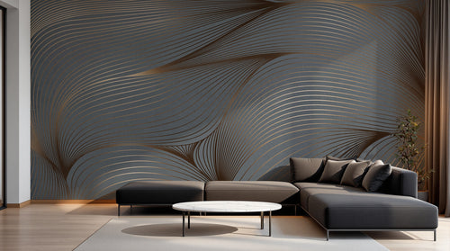 Design SK0142 — Papier peint Art Abstrait Vagues et Lignes — Novomur