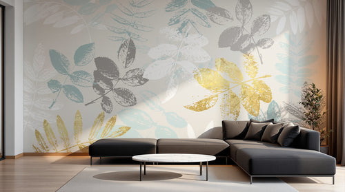 Design SK0594 — Papier peint Botanique Feuilles Dorées — Novomur