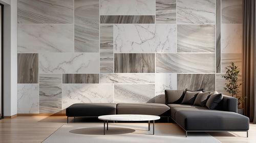 Design SK0647 — Papier peint Marbre Géométrique — Novomur