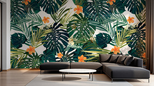 Design SK0856 — Papier peint Palmier Tropical Pop Art Vif — Novomur