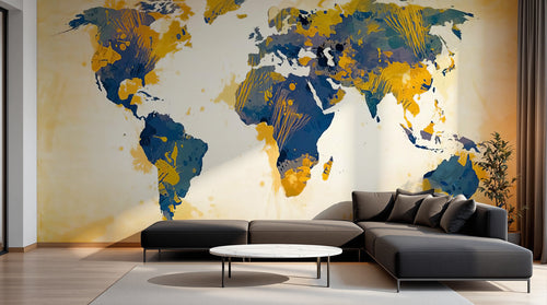 Design SK0872 — Papier peint Carte du Monde — Novomur