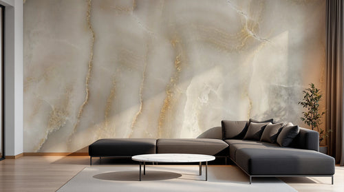 Design SL0023 — Papier peint Marbre onyx beige veines marron — Novomur