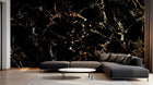 Design SL0034 — Papier peint Marbre noir veines dorees — Novomur