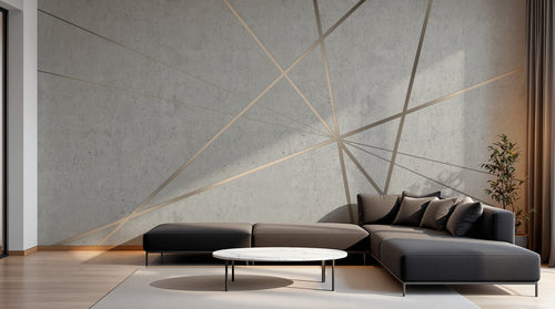 Design SL0075 — Papier peint Lignes cuivrees fond beton — Novomur
