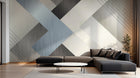 Design SL0090 — Papier peint Composition triangles metallises marbre — Novomur
