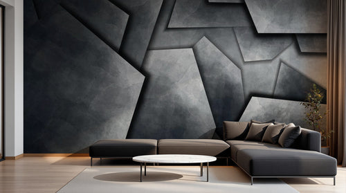 Design SL0098 — Papier peint Plaques metal fissures gris industriel — Novomur