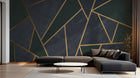 Design SL0128 — Papier peint Triangles bleu marine dores art deco — Novomur
