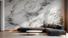 Design SL0190 — Papier peint Marbre Carrara blanc veines grises — Novomur