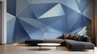 Design SL0209 — Papier peint Triangles 3D bleu acier facette — Novomur