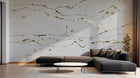 Design SL0268 — Papier peint Lignes ondulantes marron dore minimaliste — Novomur