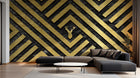 Design SL0270 — Papier peint Losanges or noir tete cerf doree — Novomur