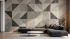 Design SL0284 — Papier peint Triangles gris beige textile lin — Novomur