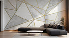 Design SL0293 — Papier peint Marbre triangles dores fond blanc luxe — Novomur