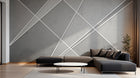Design SL0294 — Papier peint Lignes blanches geometriques fond beton — Novomur