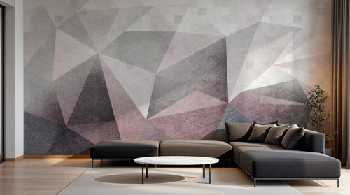 Design SL0391 — Papier peint Triangles gris rose grunge superposes — Novomur