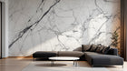 Design SL0394 — Papier peint Marbre Carrara blanc veines grises classique — Novomur