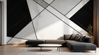 Design SL0404 — Papier peint Triangles marbre noir blanc art deco — Novomur