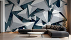 Design SL0454 — Papier peint Triangles 3D gris bleu facette — Novomur