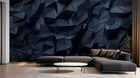 Design SL0473 — Papier peint Polygones bleu marine 3D facette — Novomur