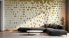 Design SL0475 — Papier peint Losanges dores fond blanc paillettes — Novomur