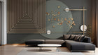 Design SL0516 — Papier peint Rectangles cercles dores papillons fond gris — Novomur