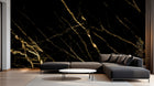 Design SL0585 — Papier peint Marbre noir Portoro veines dorees — Novomur