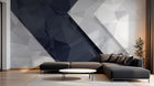 Design SL0597 — Papier peint Triangles 3D gris fonce blanc diagonale — Novomur