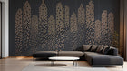 Design SL0611 — Papier peint Gratte-ciel fenetres dorees fond gris fonce — Novomur