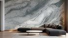 Design SL0612 — Papier peint Marbre gris veines fluides naturelles — Novomur