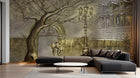 Design SL0658 — Papier peint Relief 3D arbre lampadaire ville beige — Novomur