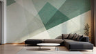 Design SL0682 — Papier peint Triangles bleu vert blanc grunge facette — Novomur