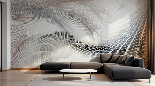 Design SL0700 — Papier peint Vagues lignes spirale fluide gris — Novomur