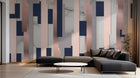 Design SL0784 — Papier peint Lignes verticales rose bleu marbre Memphis — Novomur