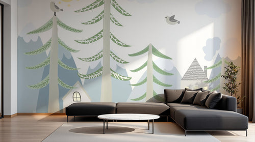 Design SL0840 — Papier peint Forêt Pins et Sapins - Collection 3 — Novomur