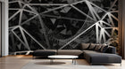 Design SL0857 — Papier peint Triangles 3D noir argent facettes — Novomur