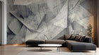 Design ZX0362 — Papier peint Beton 3D facette polygones gris — Novomur