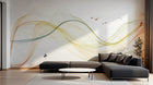 Design ZX0489 — Papier peint Vagues fluides multicolores oiseaux marbre — Novomur