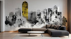 Design ZX0501 — Papier peint Skyline aquarelle eclaboussures noir jaune — Novomur