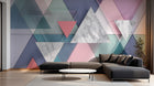 Design ZX0517 — Papier peint Triangles marbre rose bleu pastel — Novomur